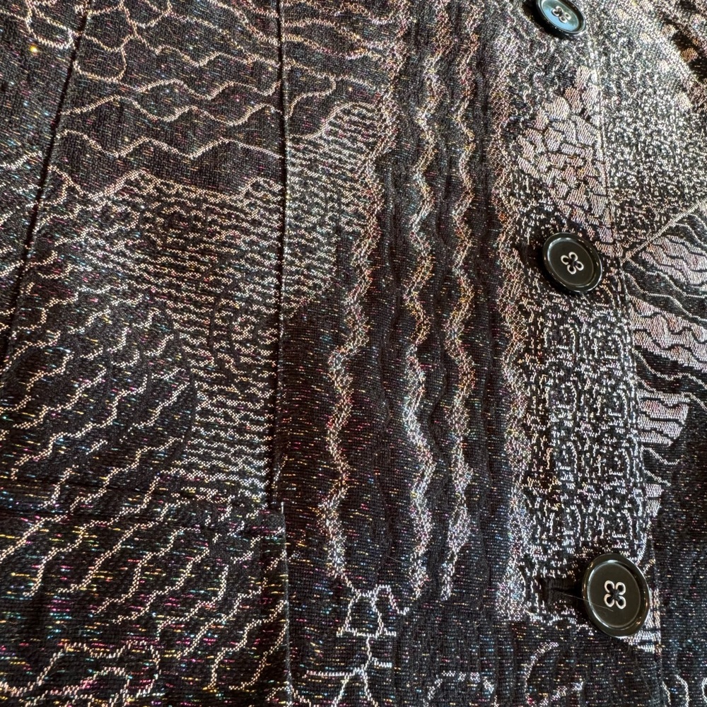 Chico's Black And Silver Patterned Blazer With An… - image 4